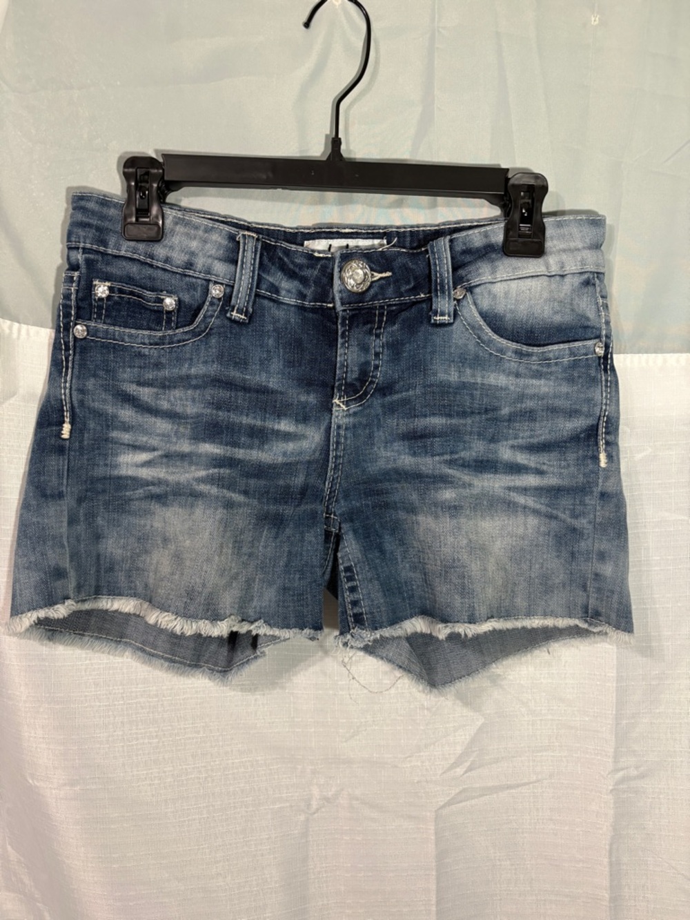 Daytrip Distressed Blue Denim Cutoff Shorts